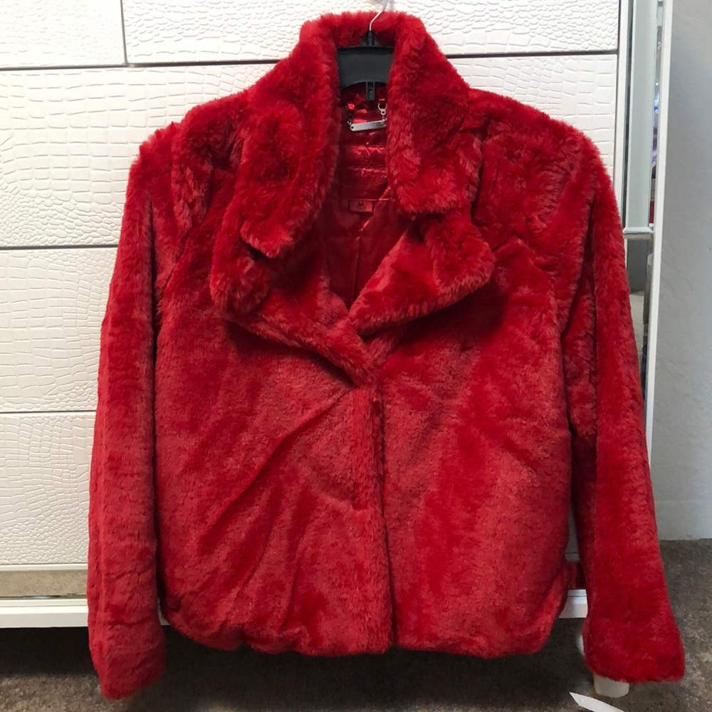 Red fur coat!